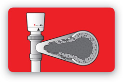 Radiators cold all over due to blocked valves and pipes.